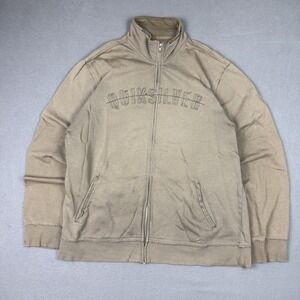 Vintage Y2K Quiksilver Stone Tan Brown Zip Up Sweater XL Grunge Skater